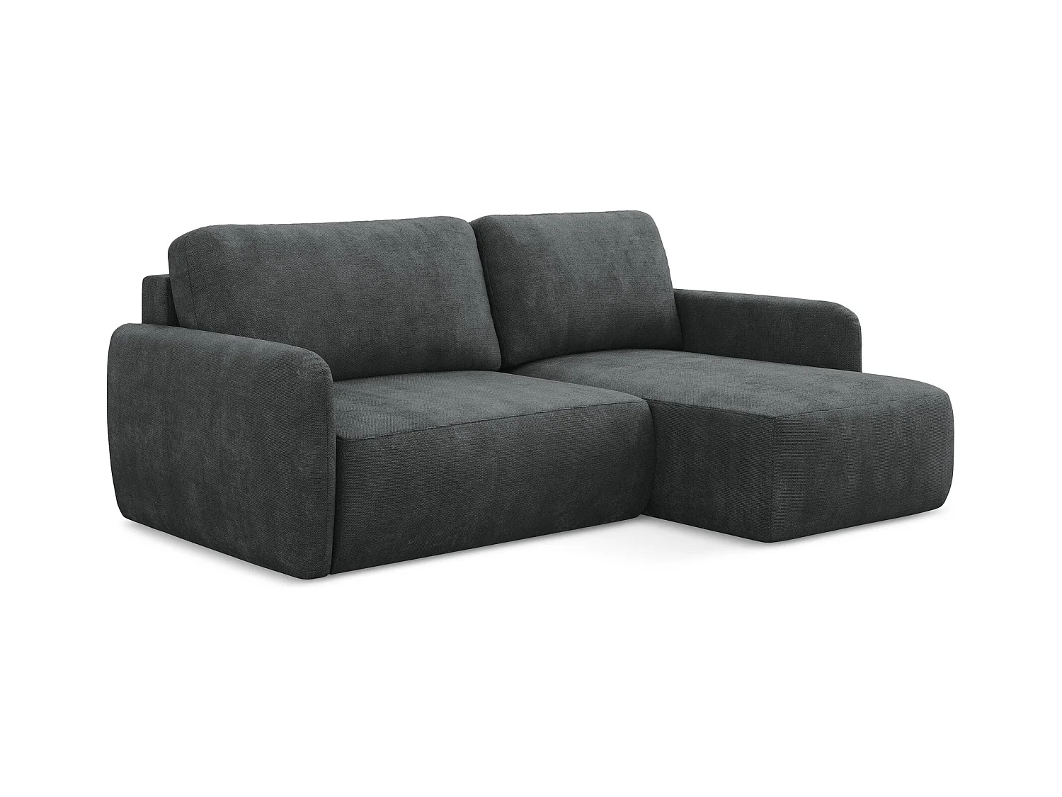 Ecksofa mit Schlaffunktion - Ecke Rechts - Chenille - Dunkelgrau - LILO