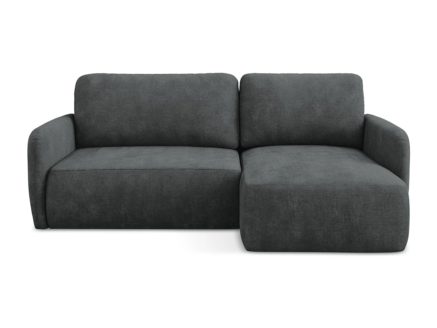 Canapé d'angle droit convertible en tissu chenille - gris foncé - LILO