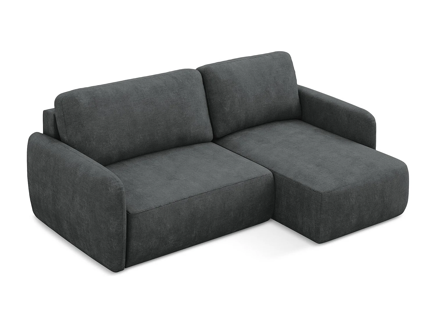 Canapé d'angle droit convertible en tissu chenille - gris foncé - LILO