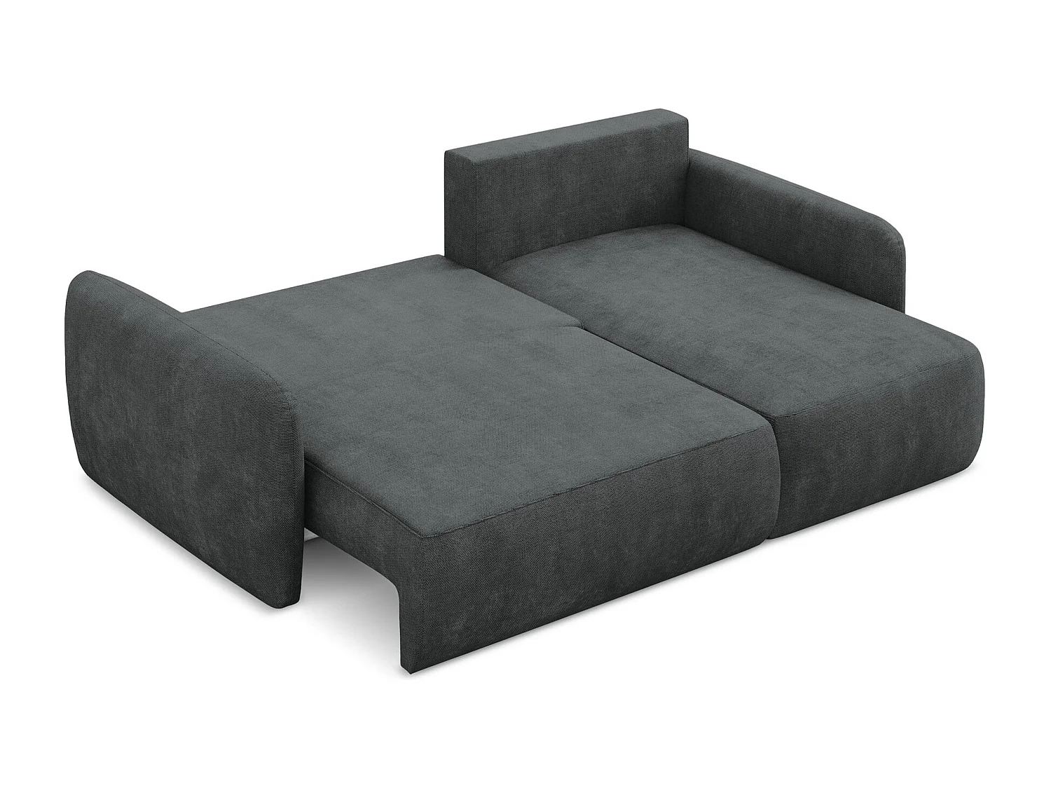 Canapé d'angle droit convertible en tissu chenille - gris foncé - LILO