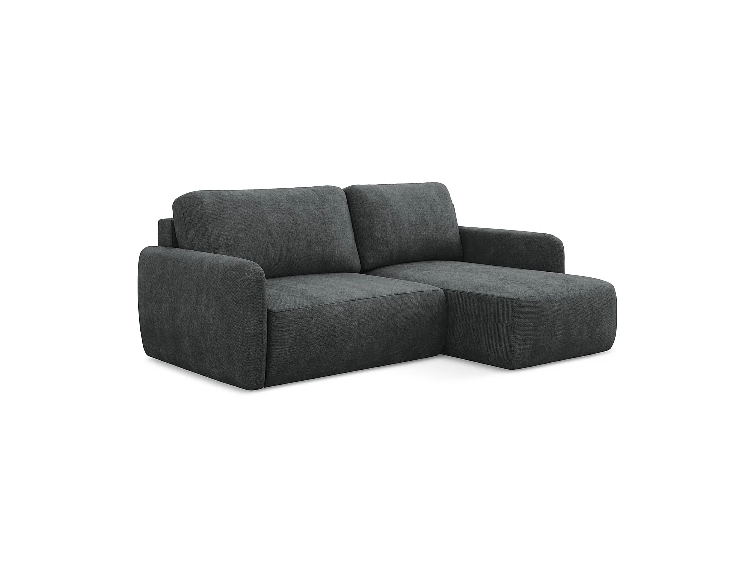 Canapé d'angle droit convertible en tissu chenille - gris foncé - CORLE