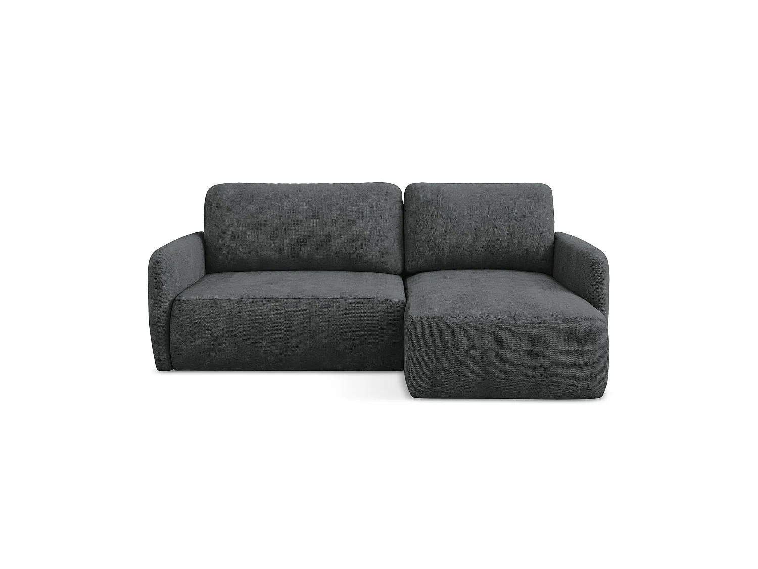 Canapé d'angle droit convertible en tissu chenille - gris foncé - CORLE
