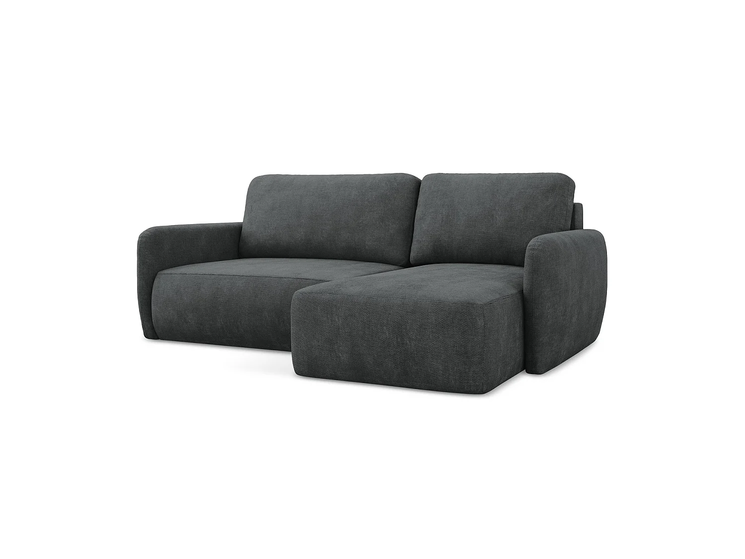 Canapé d'angle droit convertible en tissu chenille - gris foncé - CORLE