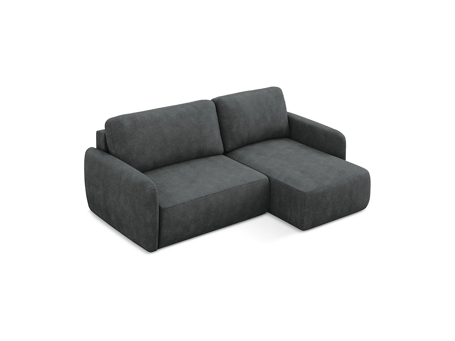 Canapé d'angle droit convertible en tissu chenille - gris foncé - CORLE