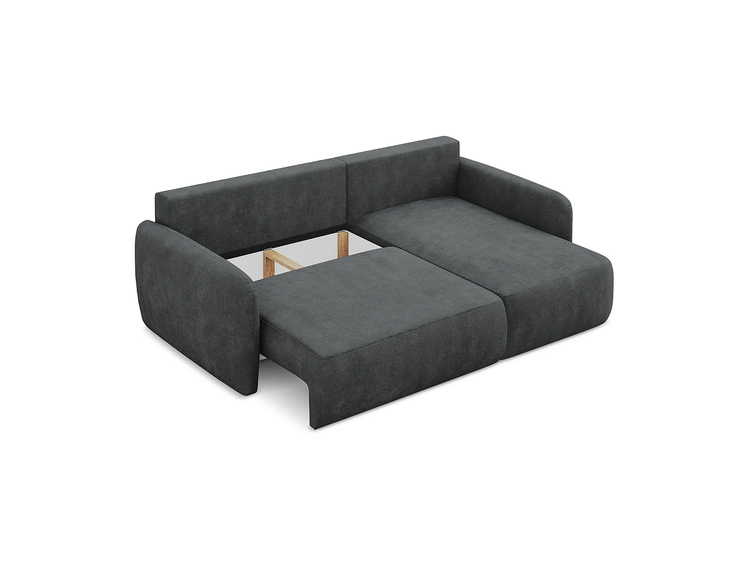 Canapé d'angle droit convertible en tissu chenille - gris foncé - CORLE