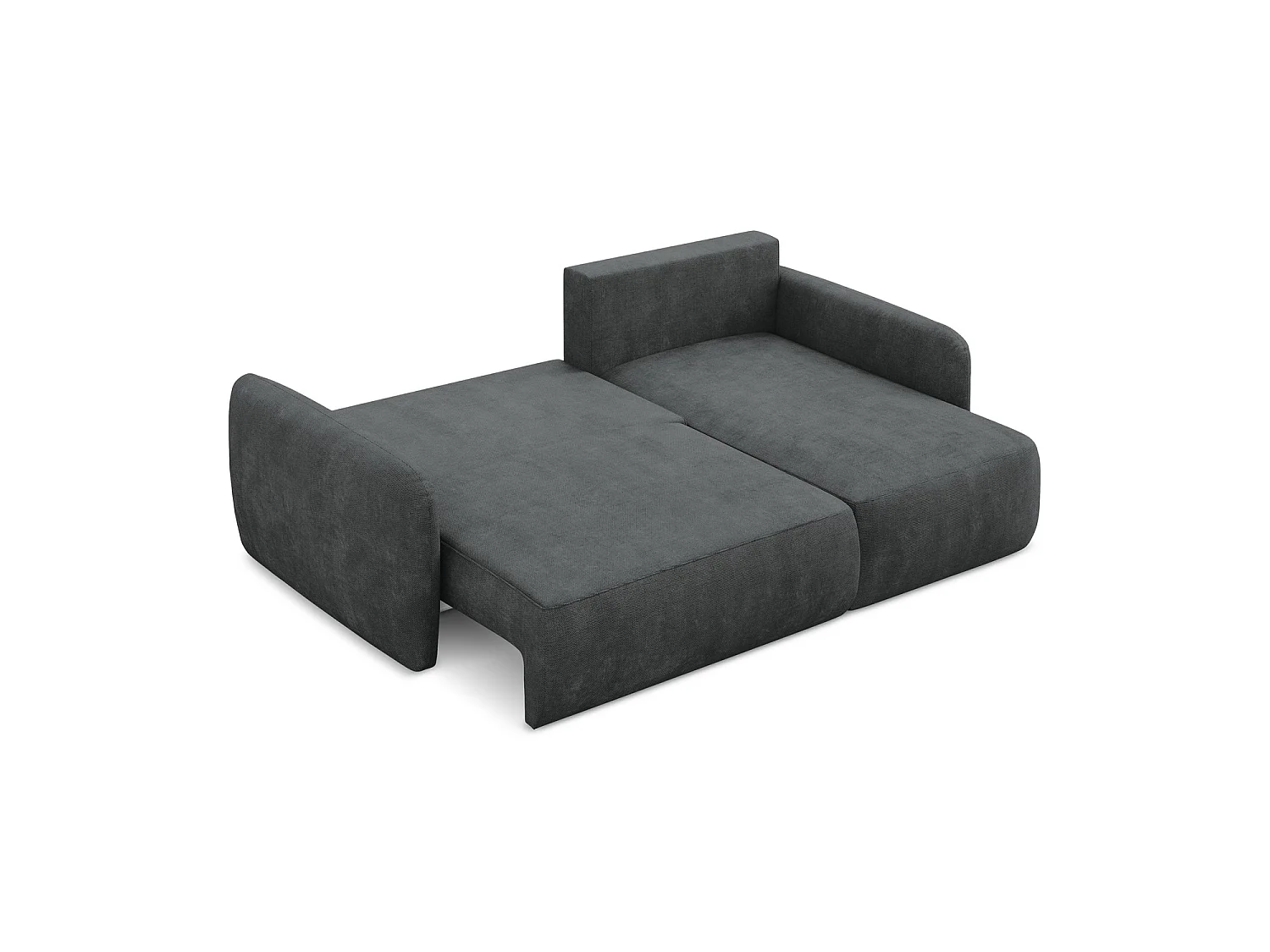 Canapé d'angle droit convertible en tissu chenille - gris foncé - CORLE