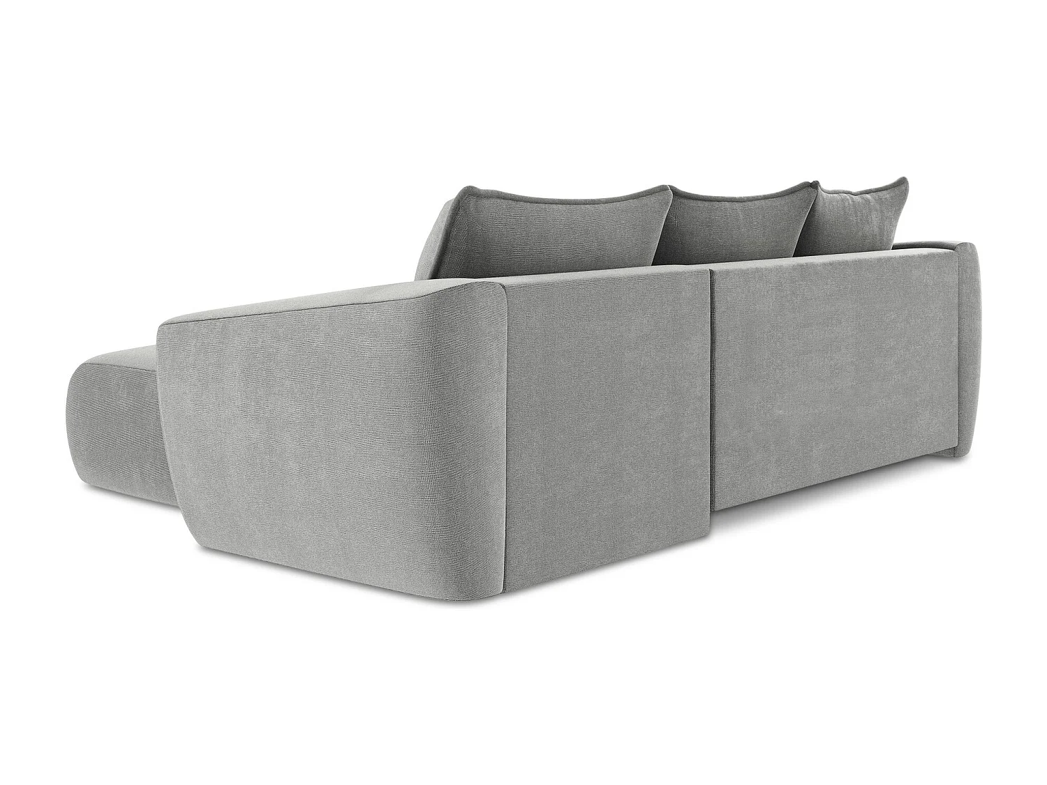 Canapé d'angle droit convertible en tissu texturé - gris clair - GUAVA