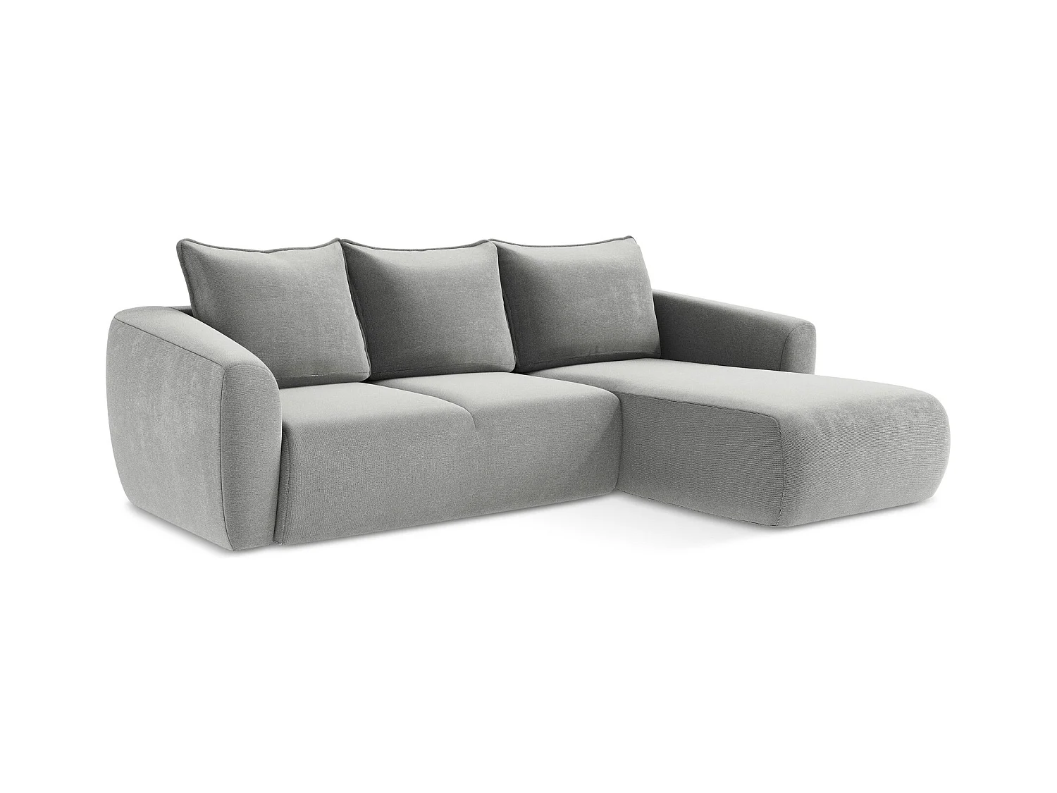 Ecksofa mit Schlaffunktion - Ecke Rechts - Strukturstoff - Hellgrau - GUAVA