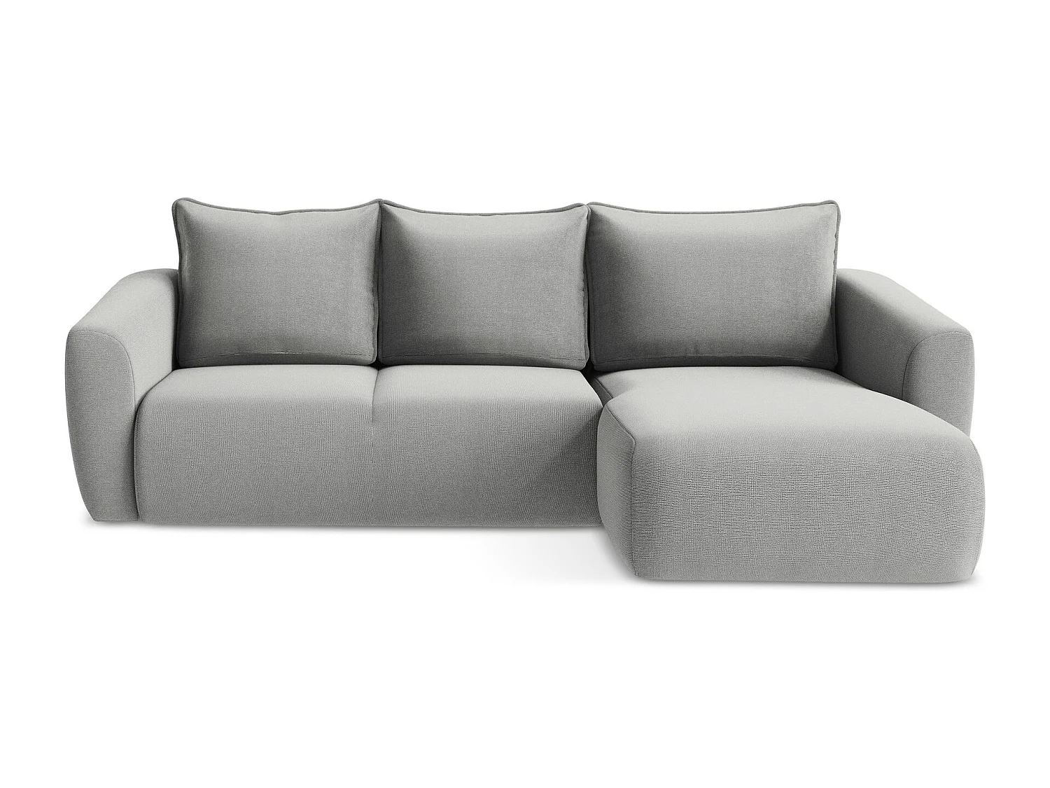 Canapé d'angle droit convertible en tissu texturé - gris clair - GUAVA