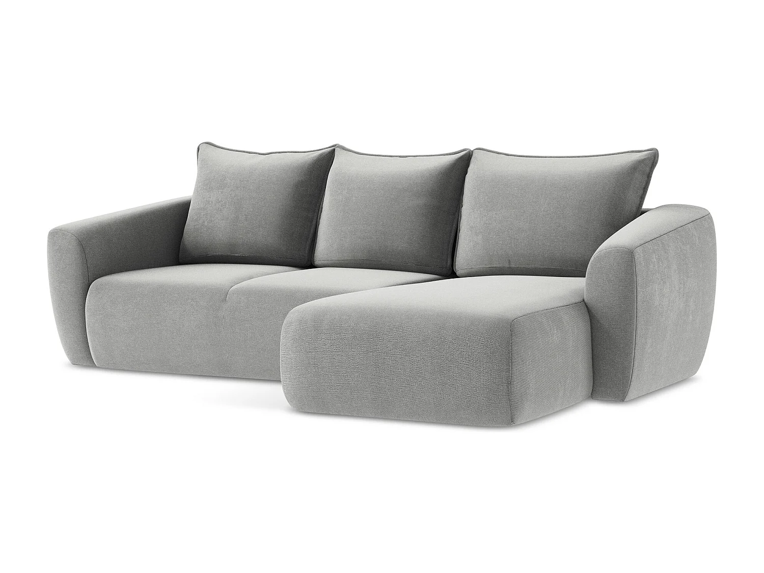 Canapé d'angle droit convertible en tissu texturé - gris clair - GUAVA