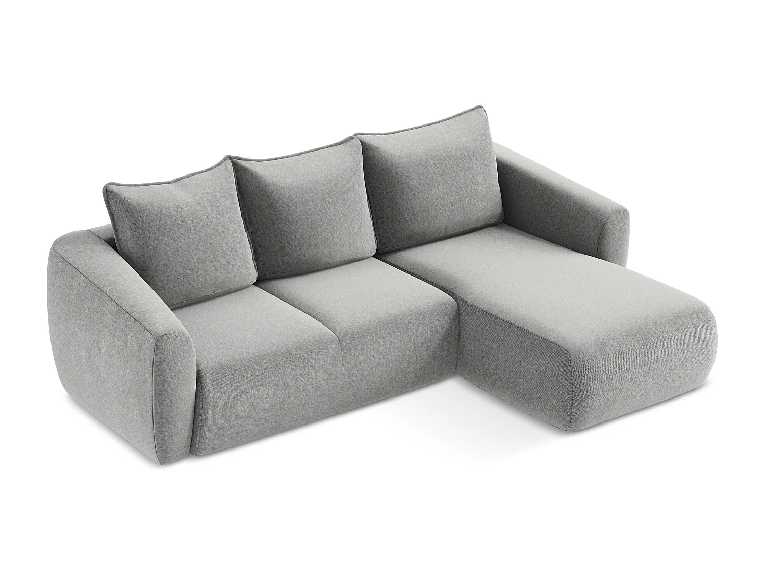 Canapé d'angle droit convertible en tissu texturé - gris clair - GUAVA