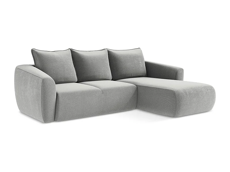 Canapé d'angle droit convertible en tissu texturé - gris clair - GUAVA