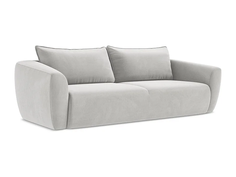 Driezits-slaapbank van zilver velours - GUAVA