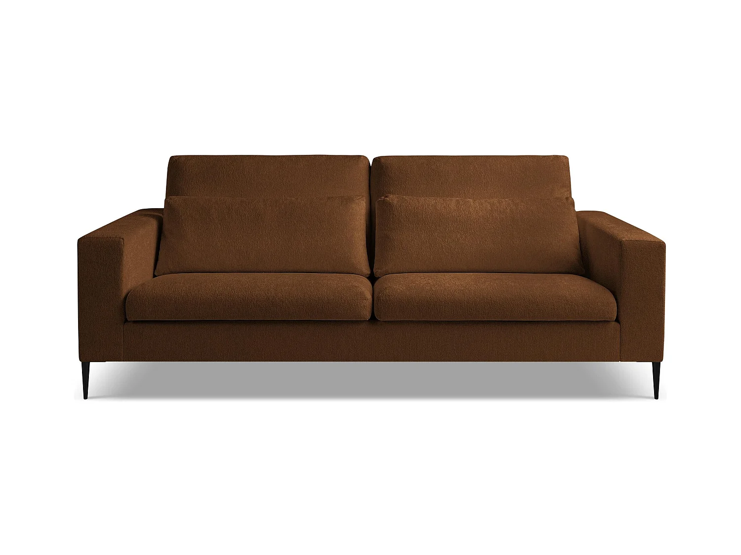 Canapé 3 places en tissu chenille - terre cuite - AKALA