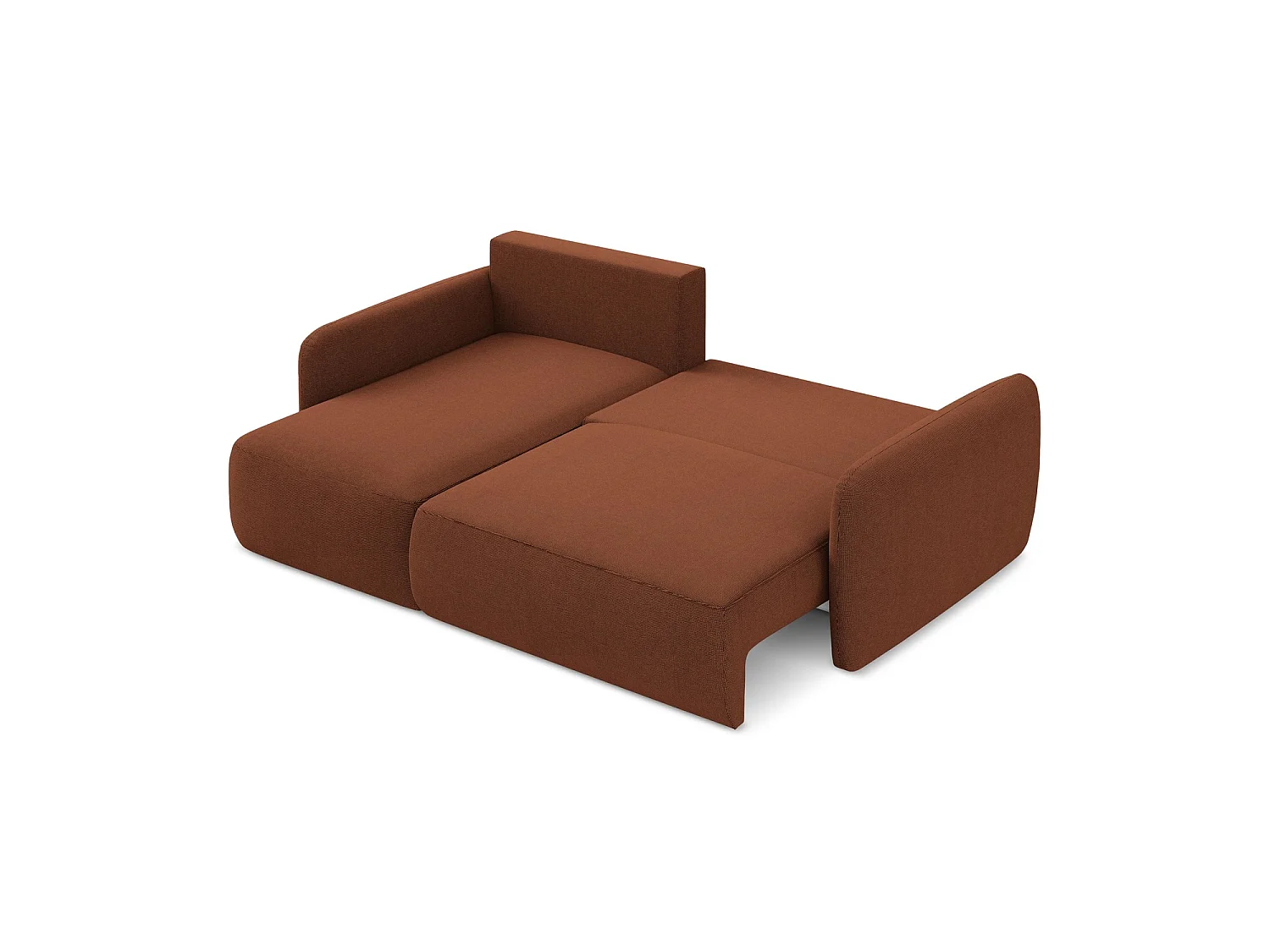 Canapé d’angle 2 places gauche convertible en tissu texturé - terre cuite - CORLE