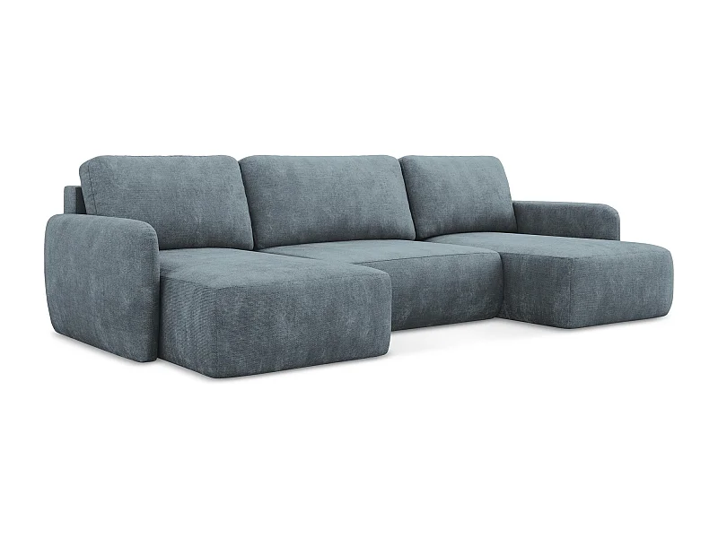 Sofa panoramiczna z funkcją spania - z tkaniny szenilowej - jeans - LILO