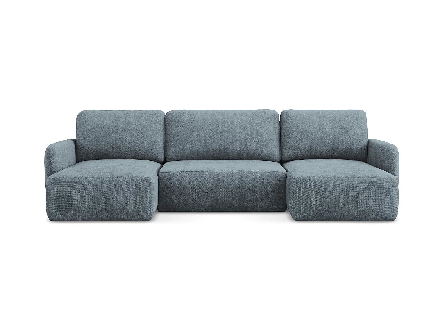 Canapé panoramique 4 places convertible en tissu chenille - jeans - LILO