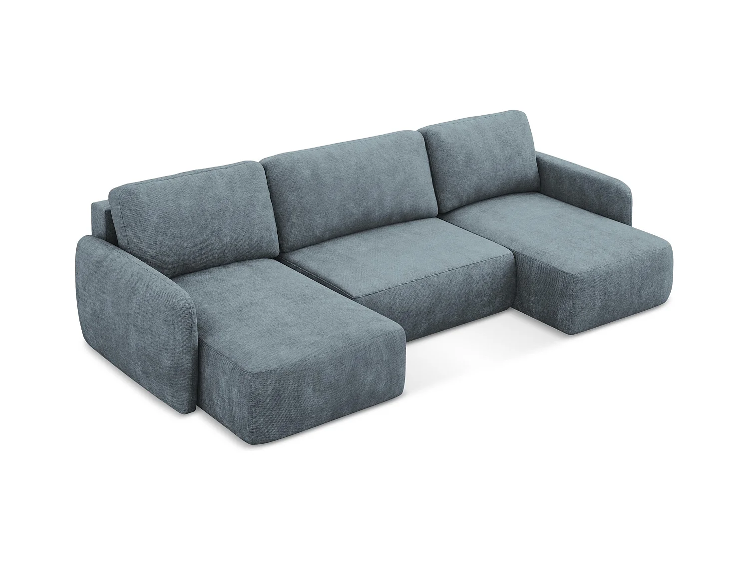 Canapé panoramique 4 places convertible en tissu chenille - jeans - LILO