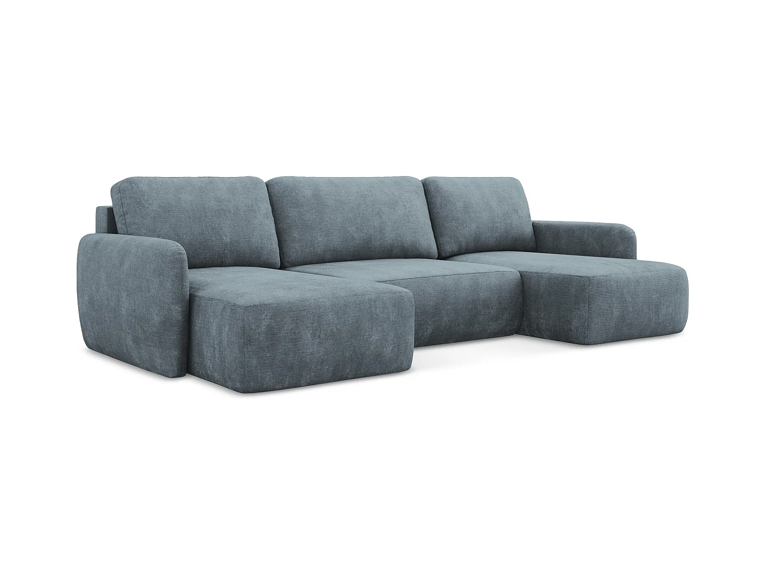 Wohnlandschaft mit Schlaffunktion - Chenille - Jeans - LILO