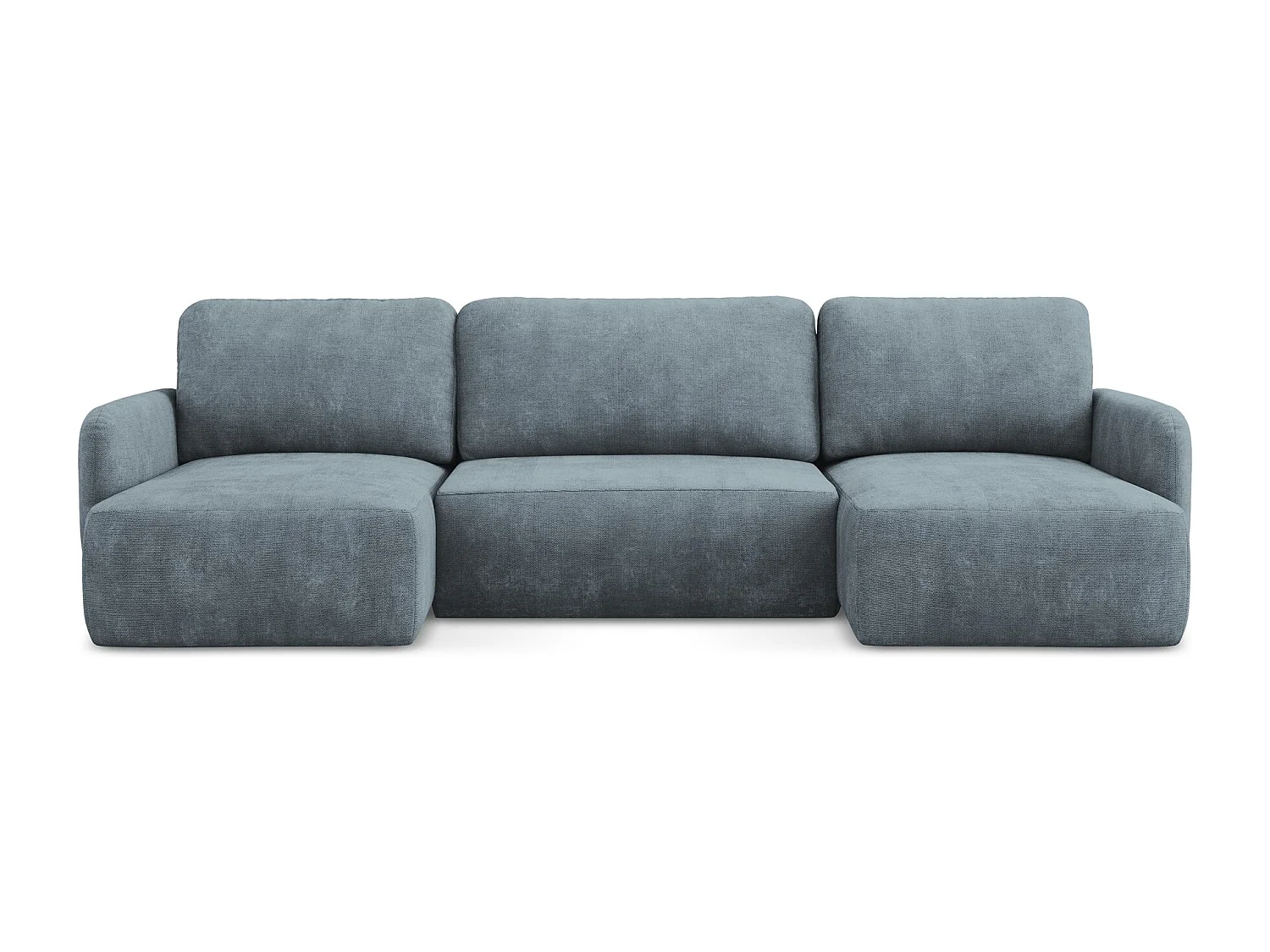 Canapé panoramique 4 places convertible en tissu chenille - jeans - LILO