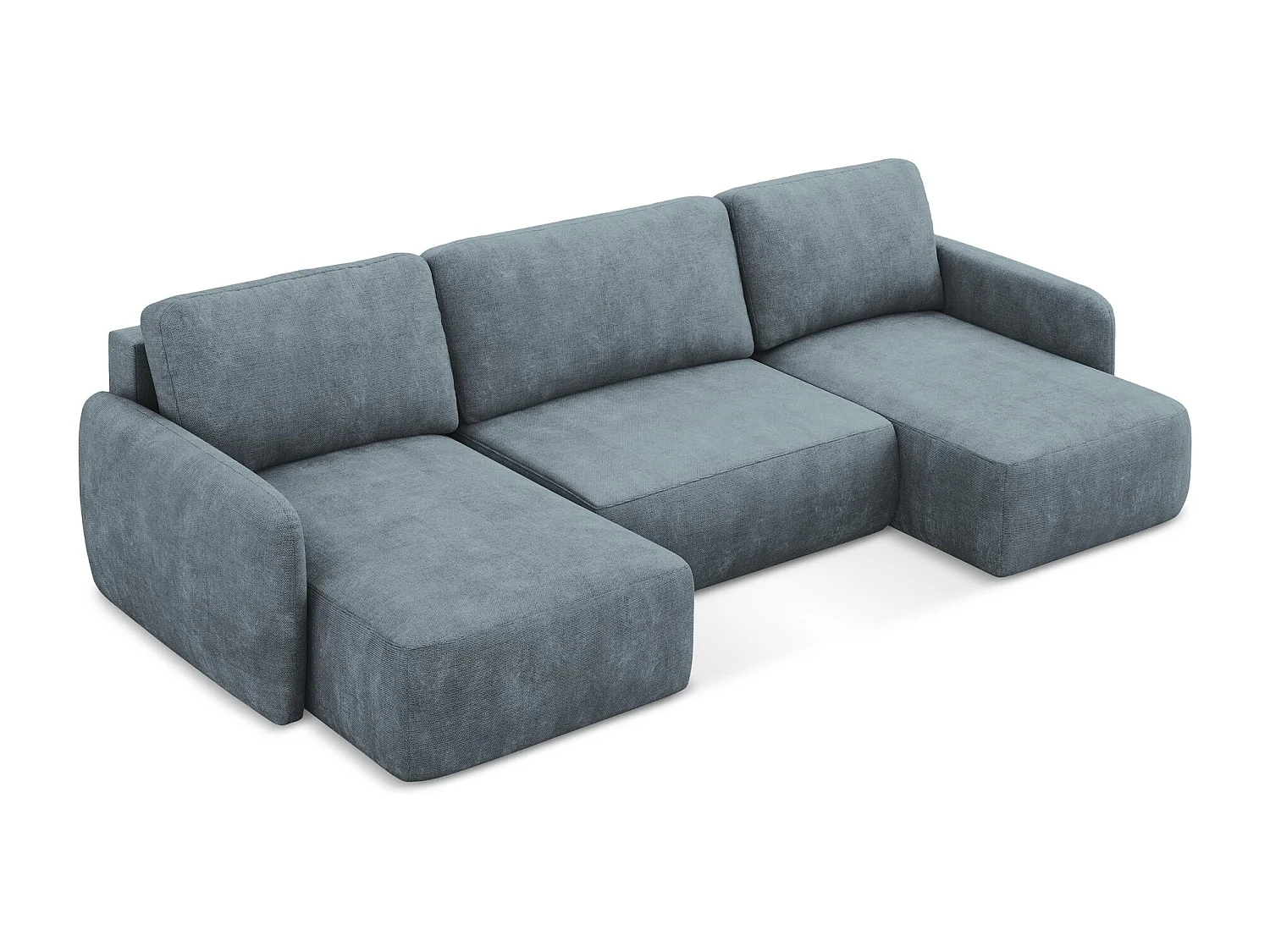 Canapé panoramique 4 places convertible en tissu chenille - jeans - LILO