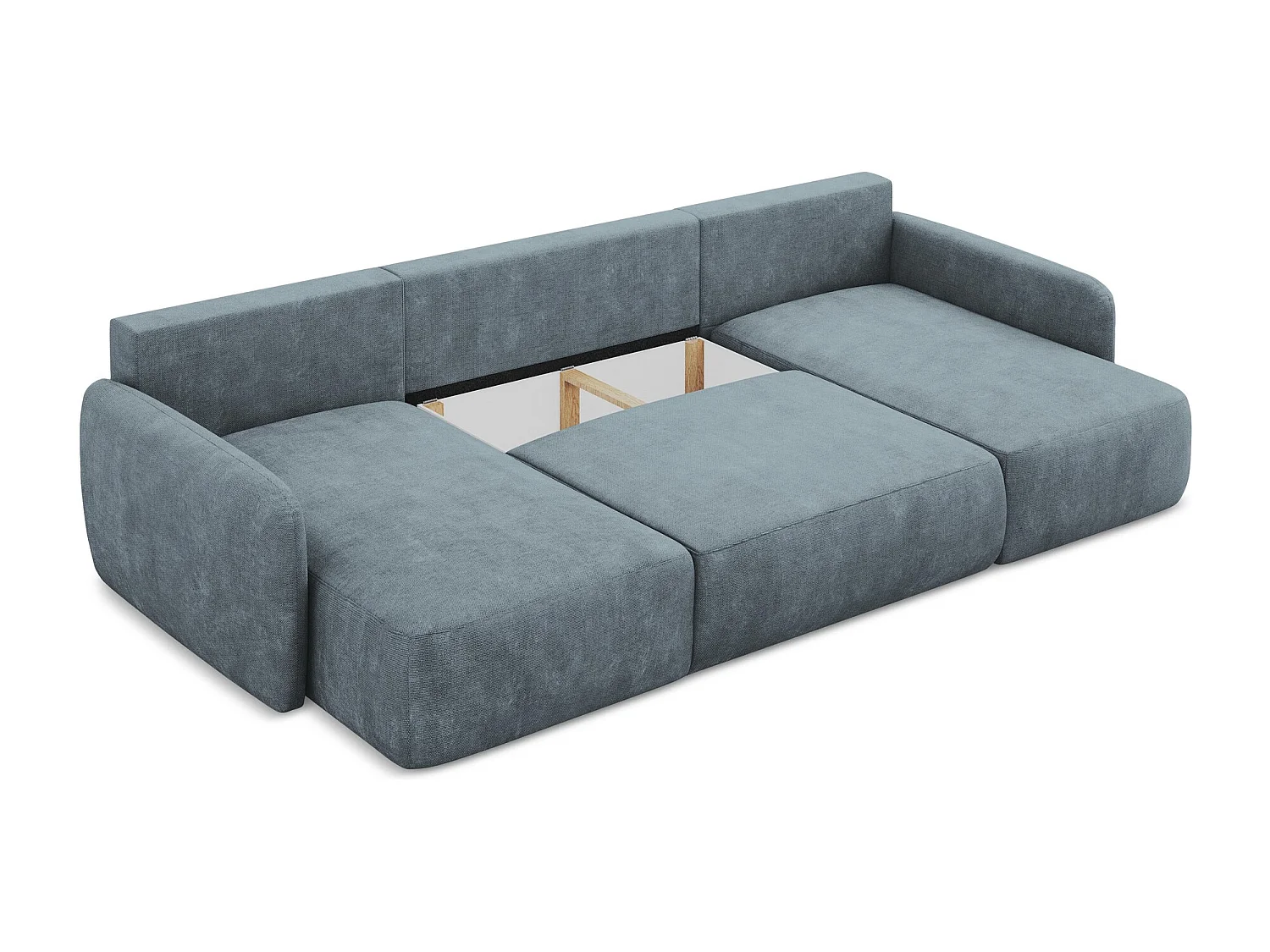 Canapé panoramique 4 places convertible en tissu chenille - jeans - LILO