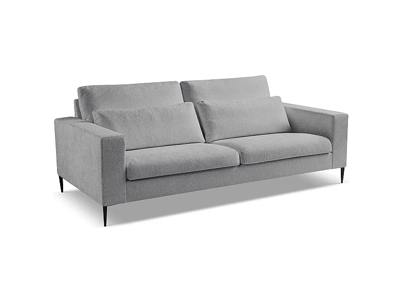 Sofa 3-osobowa - z tkaniny szenilowej - jasny szary - AKALA