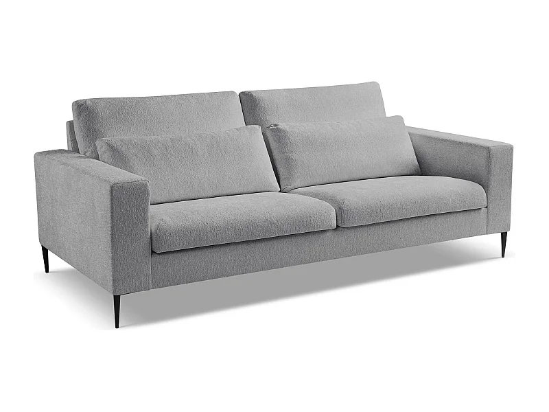 Canapé 3 places en tissu chenille - gris clair - AKALA