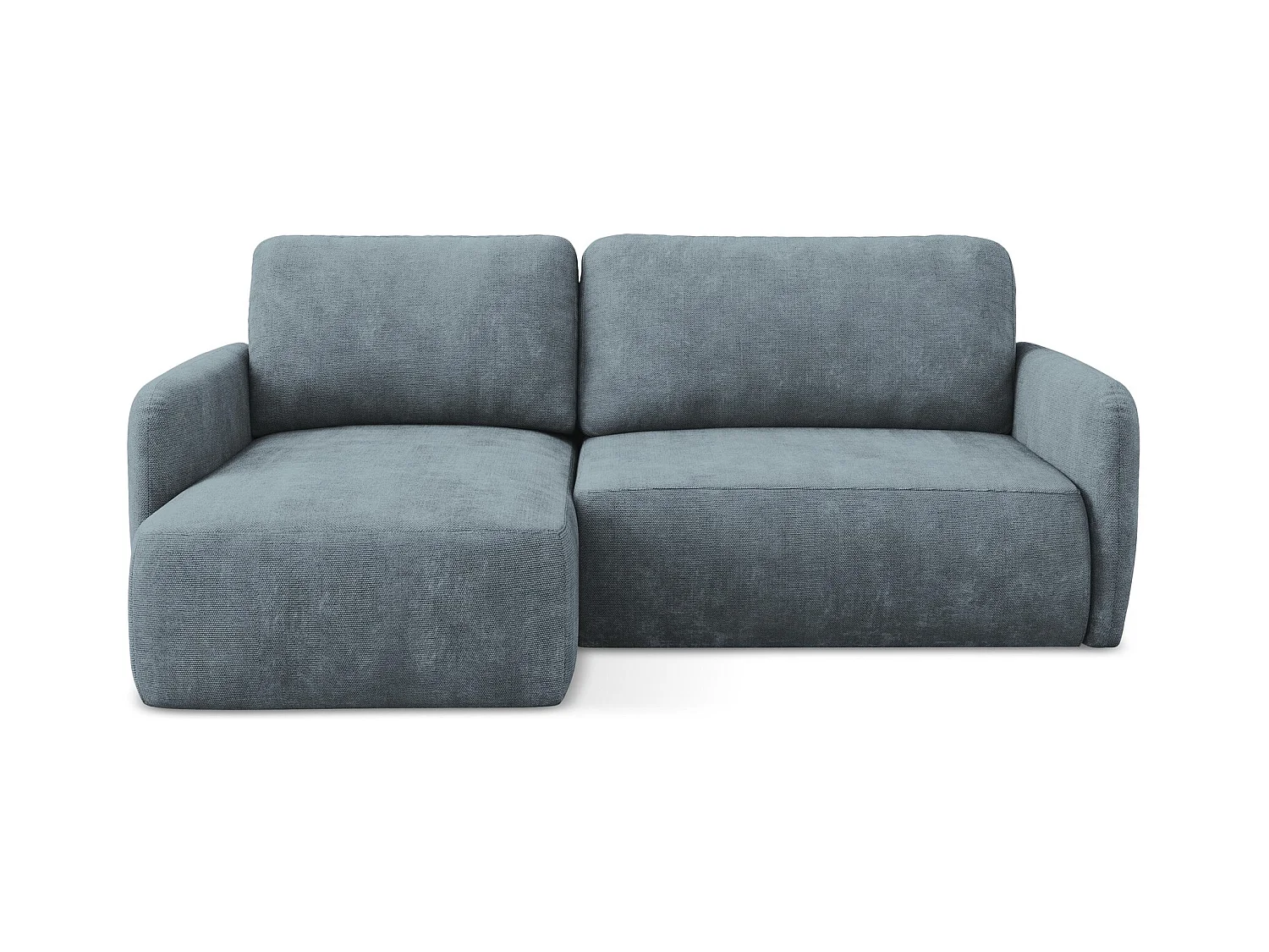 Canapé d’angle 2 places gauche convertible en tissu chenille - jeans - LILO