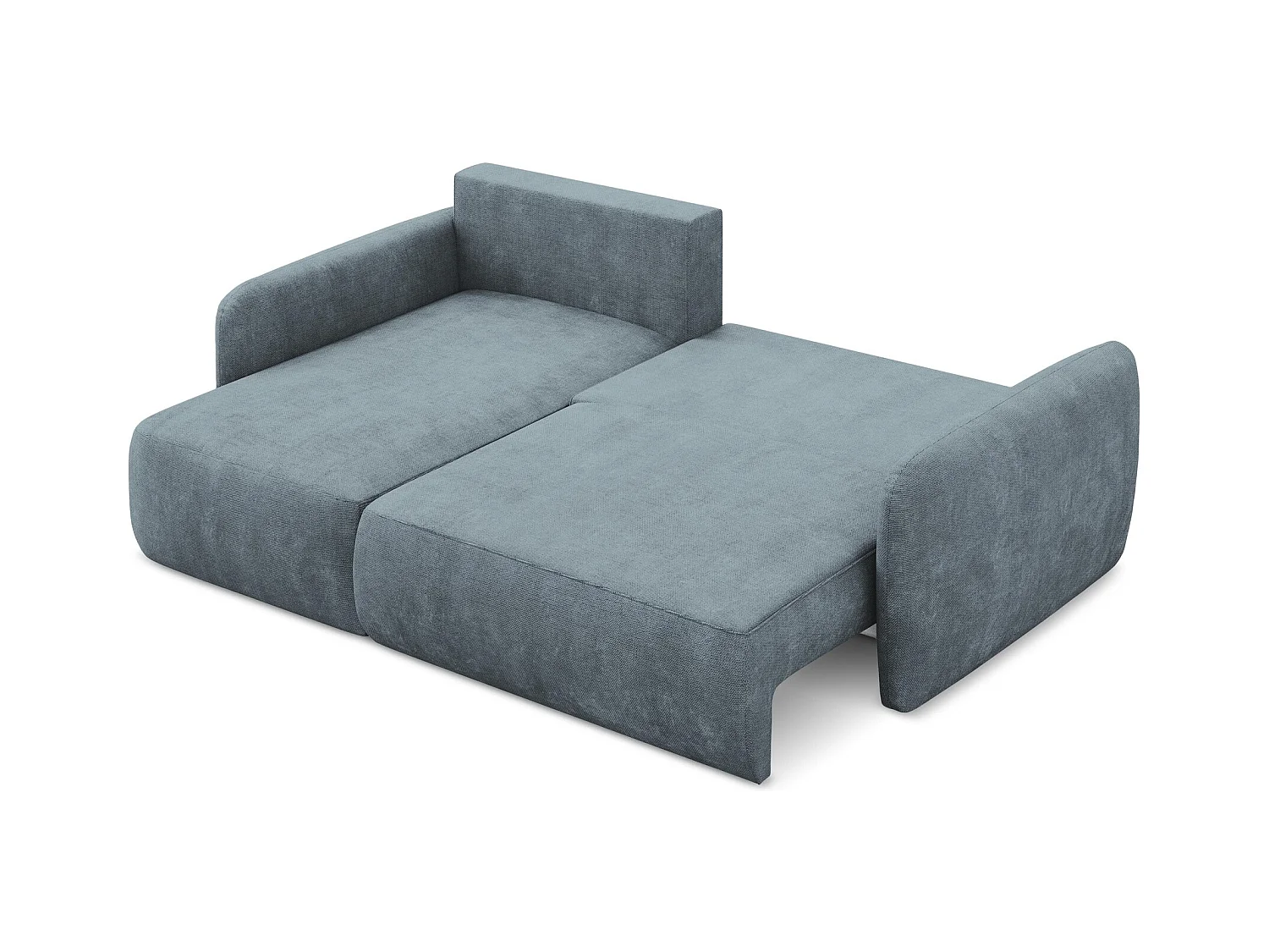 Canapé d’angle 2 places gauche convertible en tissu chenille - jeans - LILO