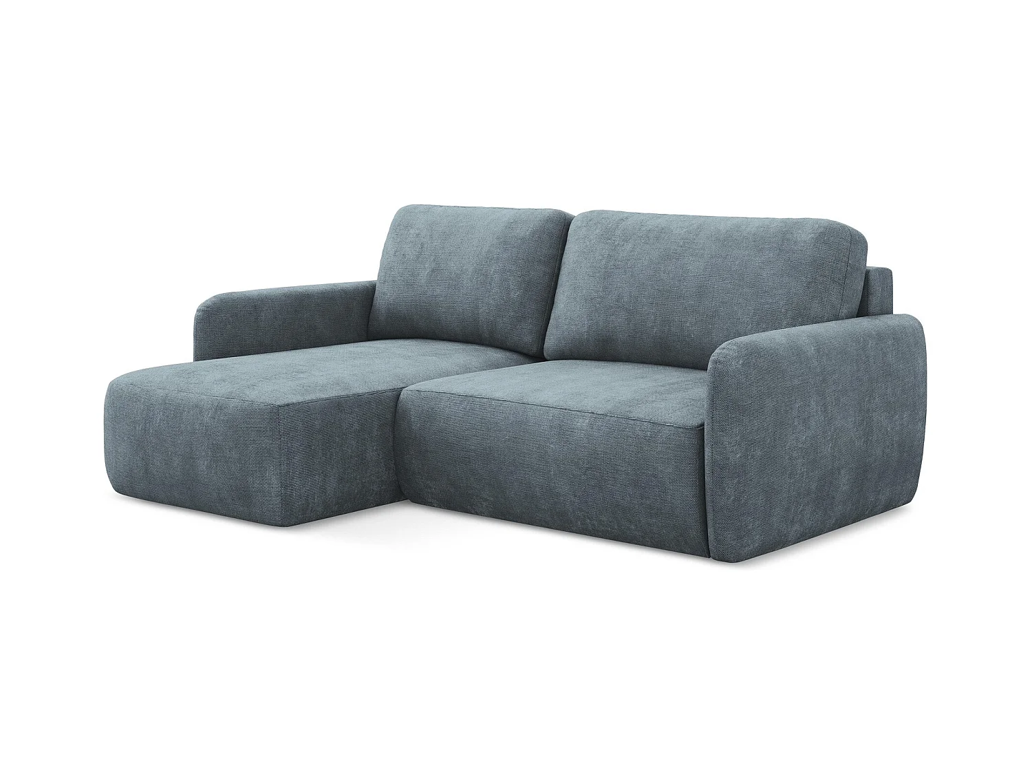 2-Sitzer Ecksofa mit Schlaffunktion - Ecke Links - Chenille - Jeans - LILO