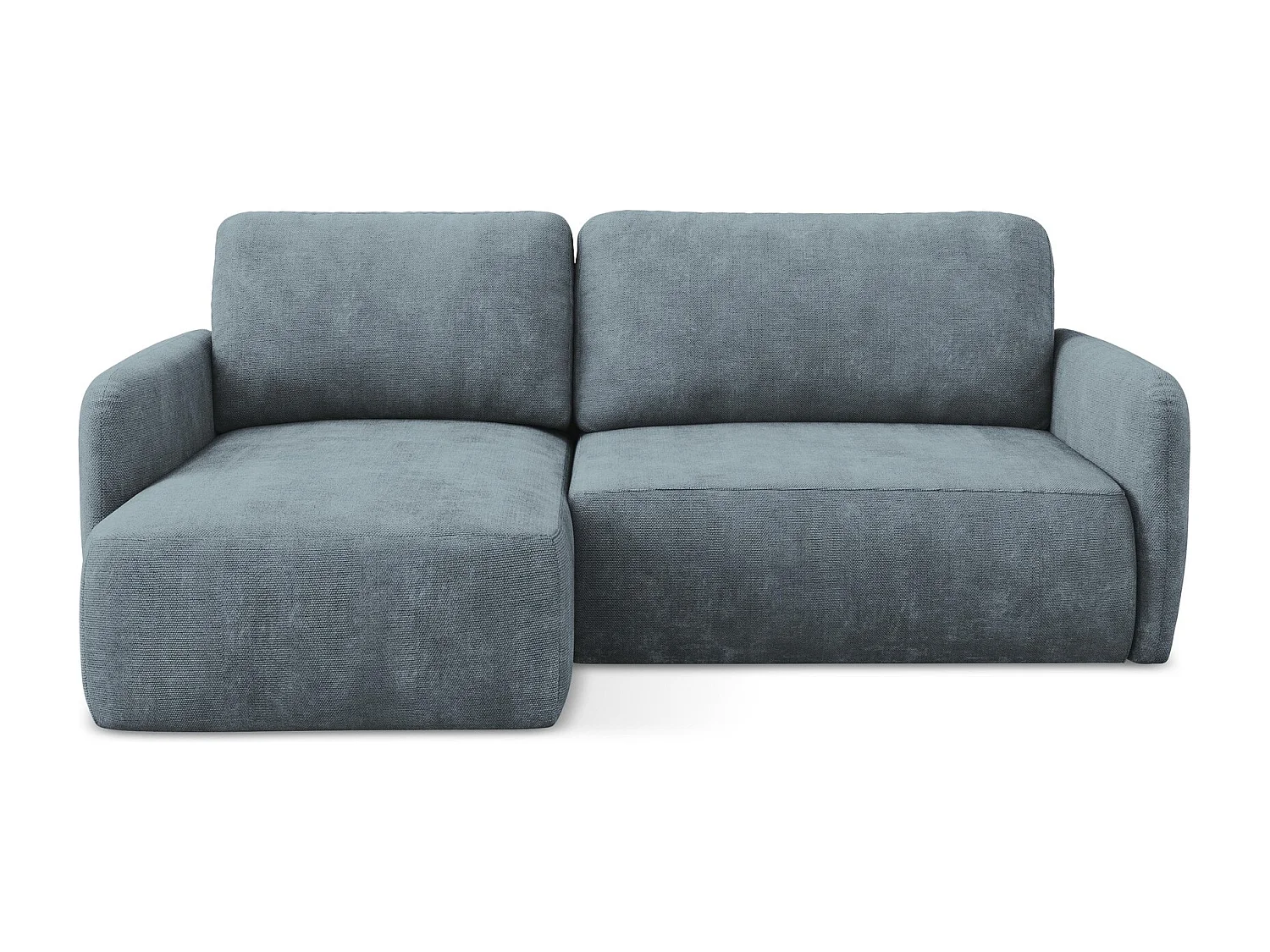 Canapé d’angle 2 places gauche convertible en tissu chenille - jeans - LILO