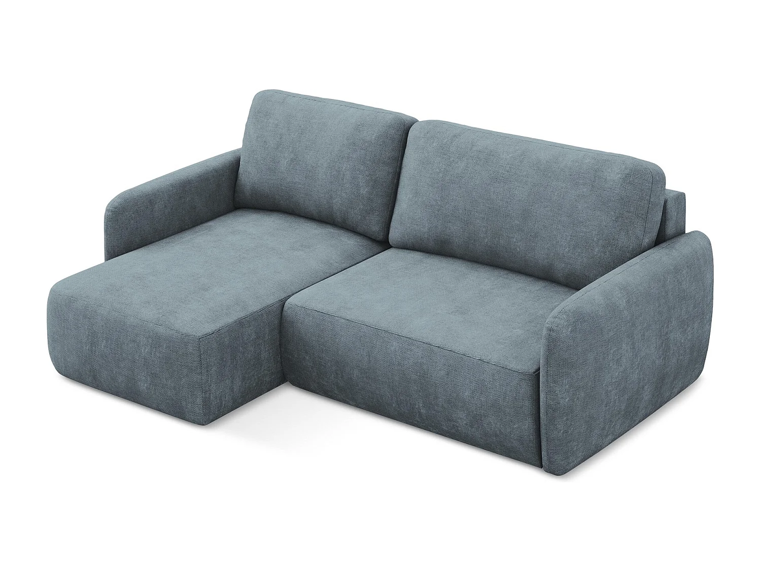 Canapé d’angle 2 places gauche convertible en tissu chenille - jeans - LILO