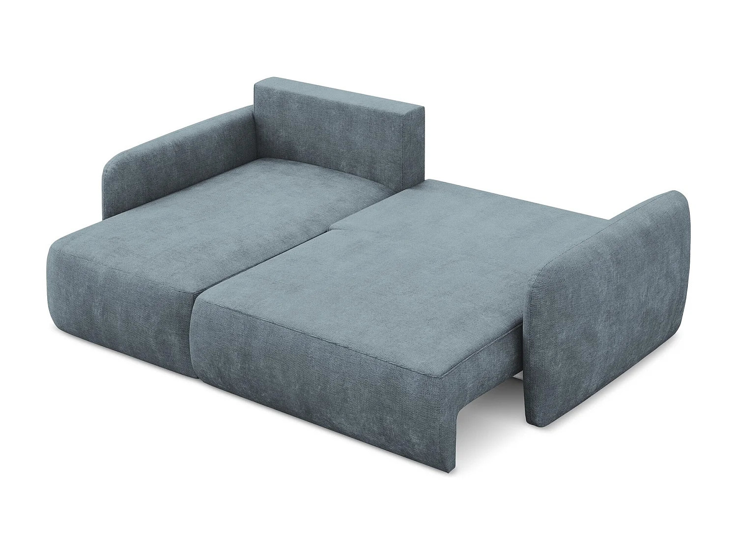 Canapé d’angle 2 places gauche convertible en tissu chenille - jeans - LILO