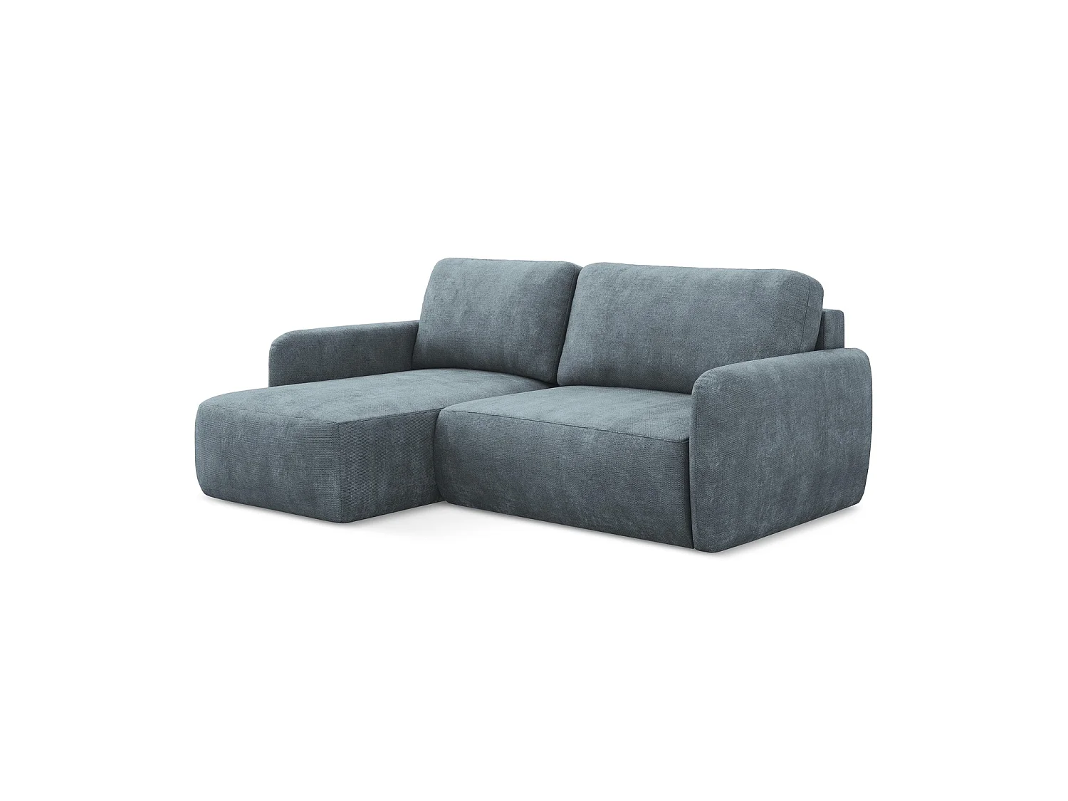 Canapé d’angle 2 places gauche convertible en tissu chenille - jeans - CORLE