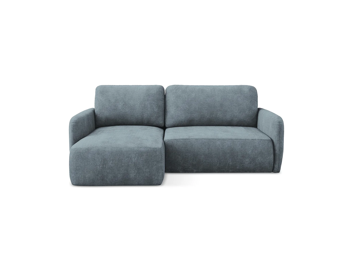 Canapé d’angle 2 places gauche convertible en tissu chenille - jeans - CORLE
