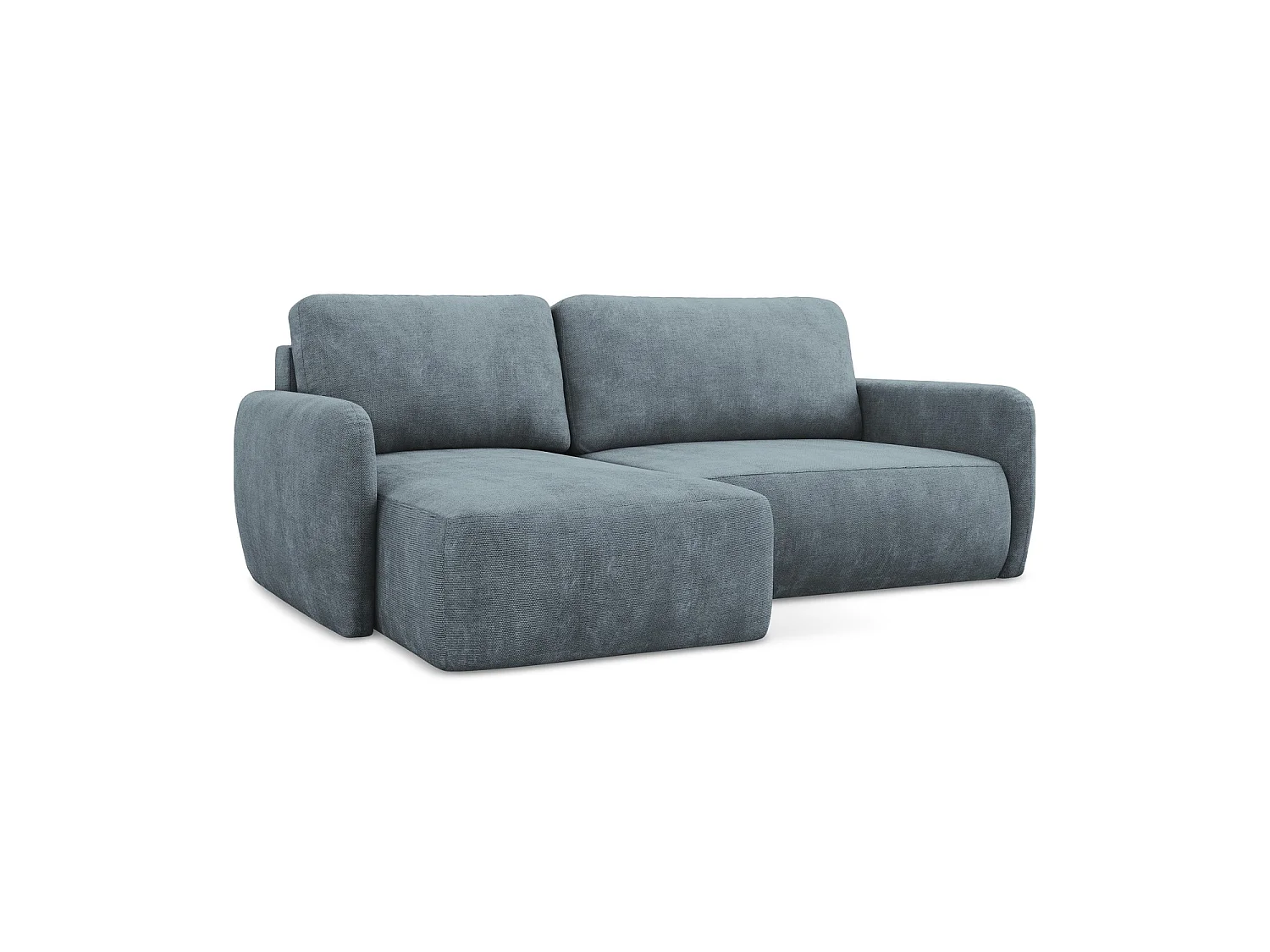 Canapé d’angle 2 places gauche convertible en tissu chenille - jeans - CORLE