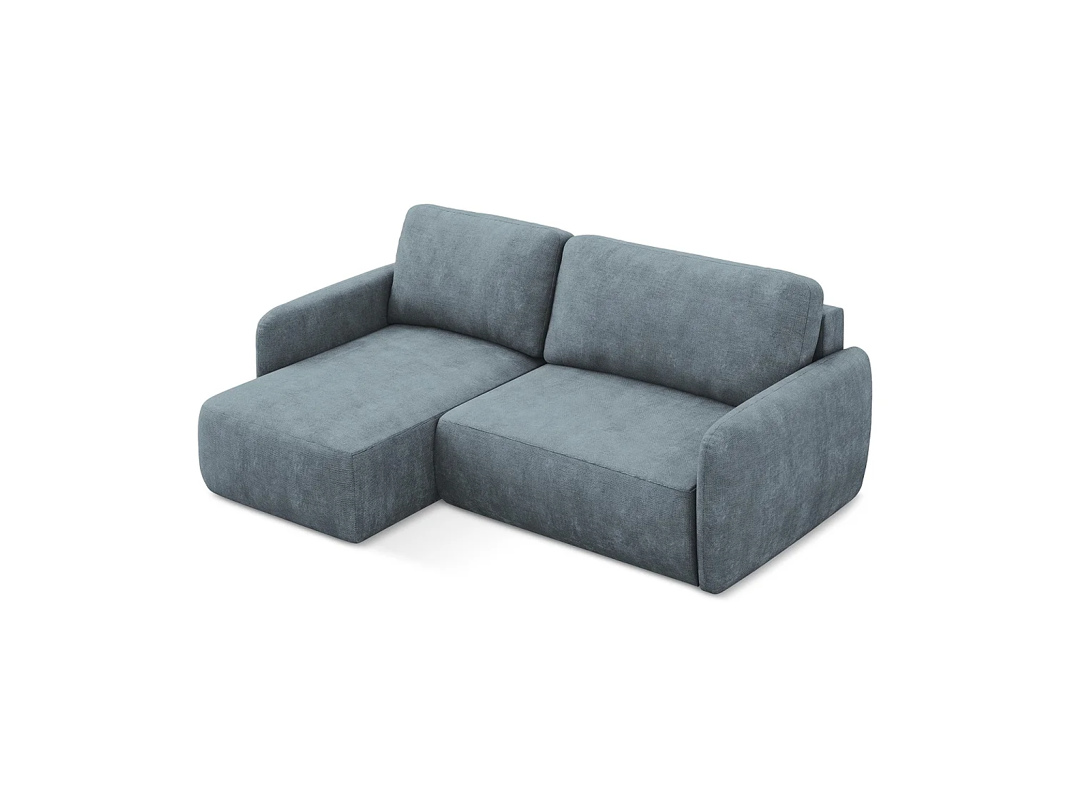 Canapé d’angle 2 places gauche convertible en tissu chenille - jeans - CORLE