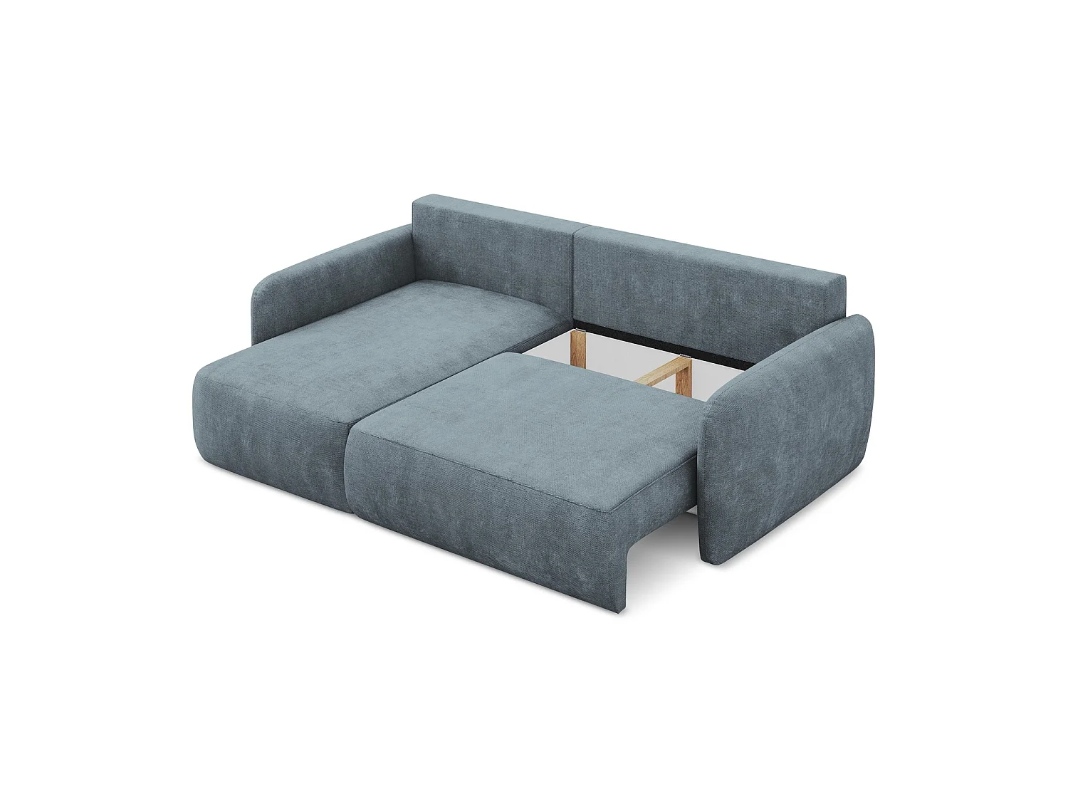 Canapé d’angle 2 places gauche convertible en tissu chenille - jeans - CORLE