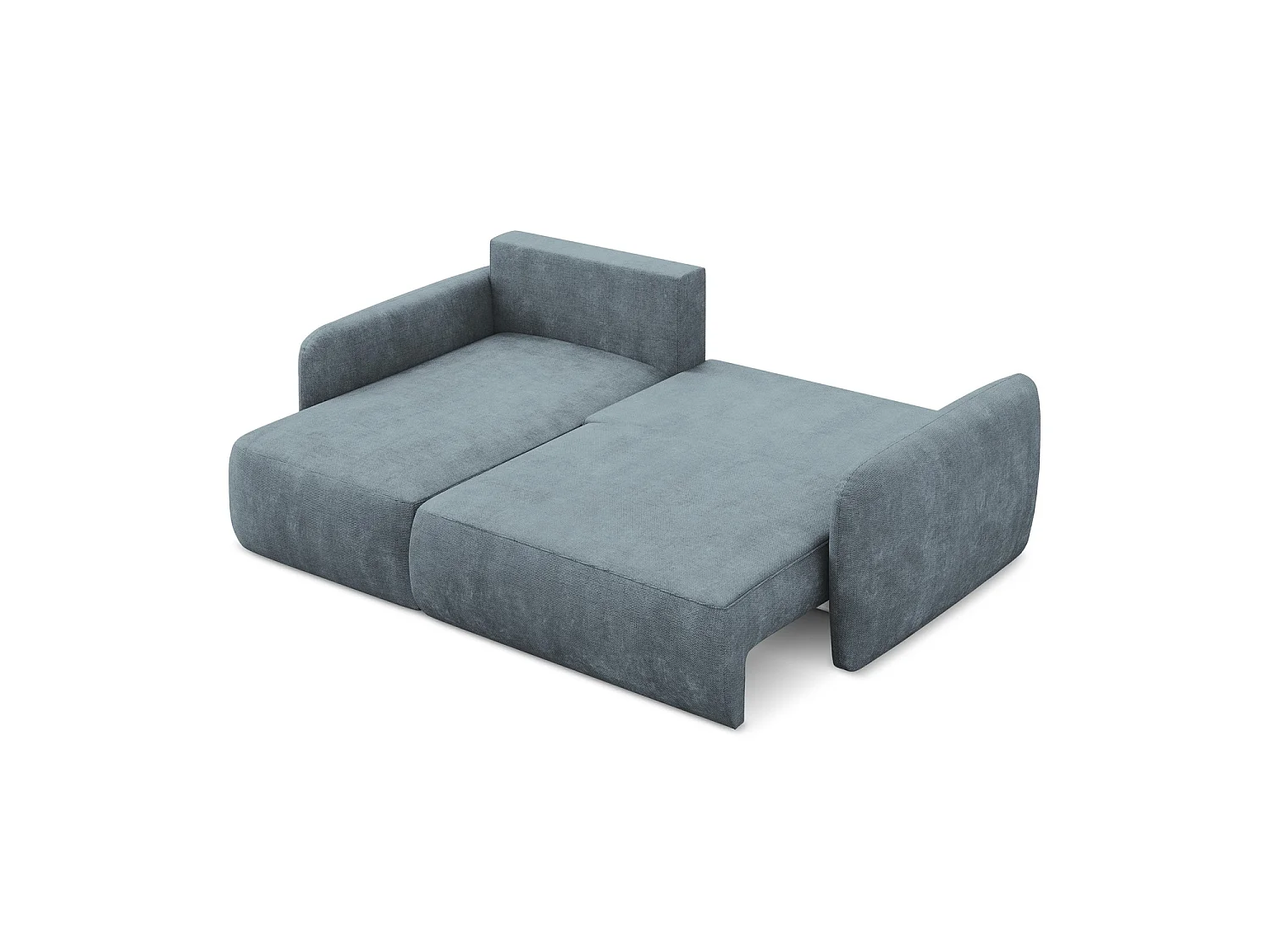 Canapé d’angle 2 places gauche convertible en tissu chenille - jeans - CORLE