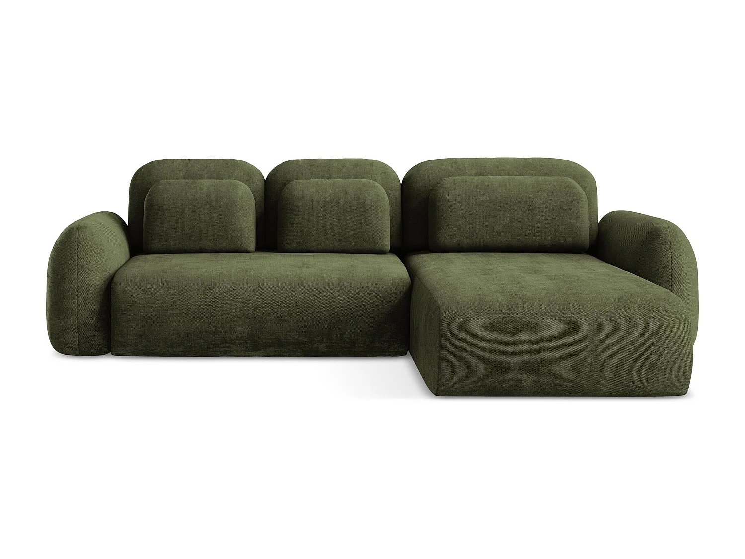 Canapé d'angle droit convertible en tissu chenille - olive - LOHI