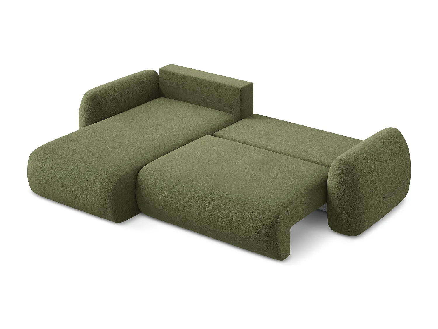 Canapé d’angle 3 places gauche convertible en tissu bouclette - vert - LOHI