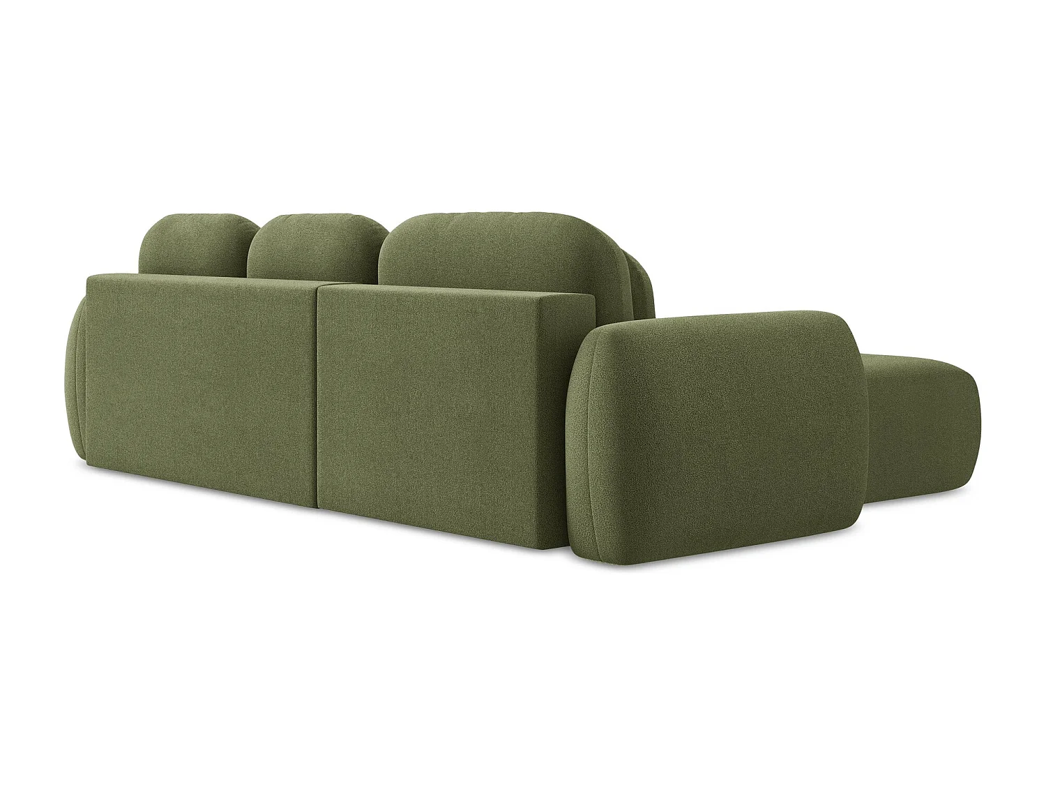 Canapé d’angle 3 places gauche convertible en tissu bouclette - vert - LOHI
