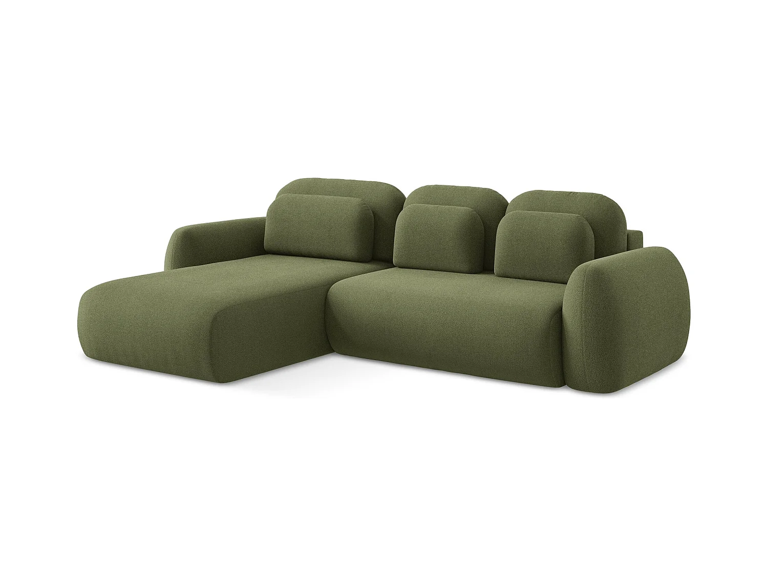 3-Sitzer Ecksofa mit Schlaffunktion - Ecke Links - Bouclé - Grün - LOHI