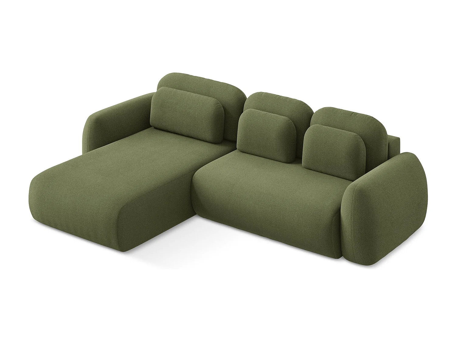 Canapé d’angle 3 places gauche convertible en tissu bouclette - vert - LOHI