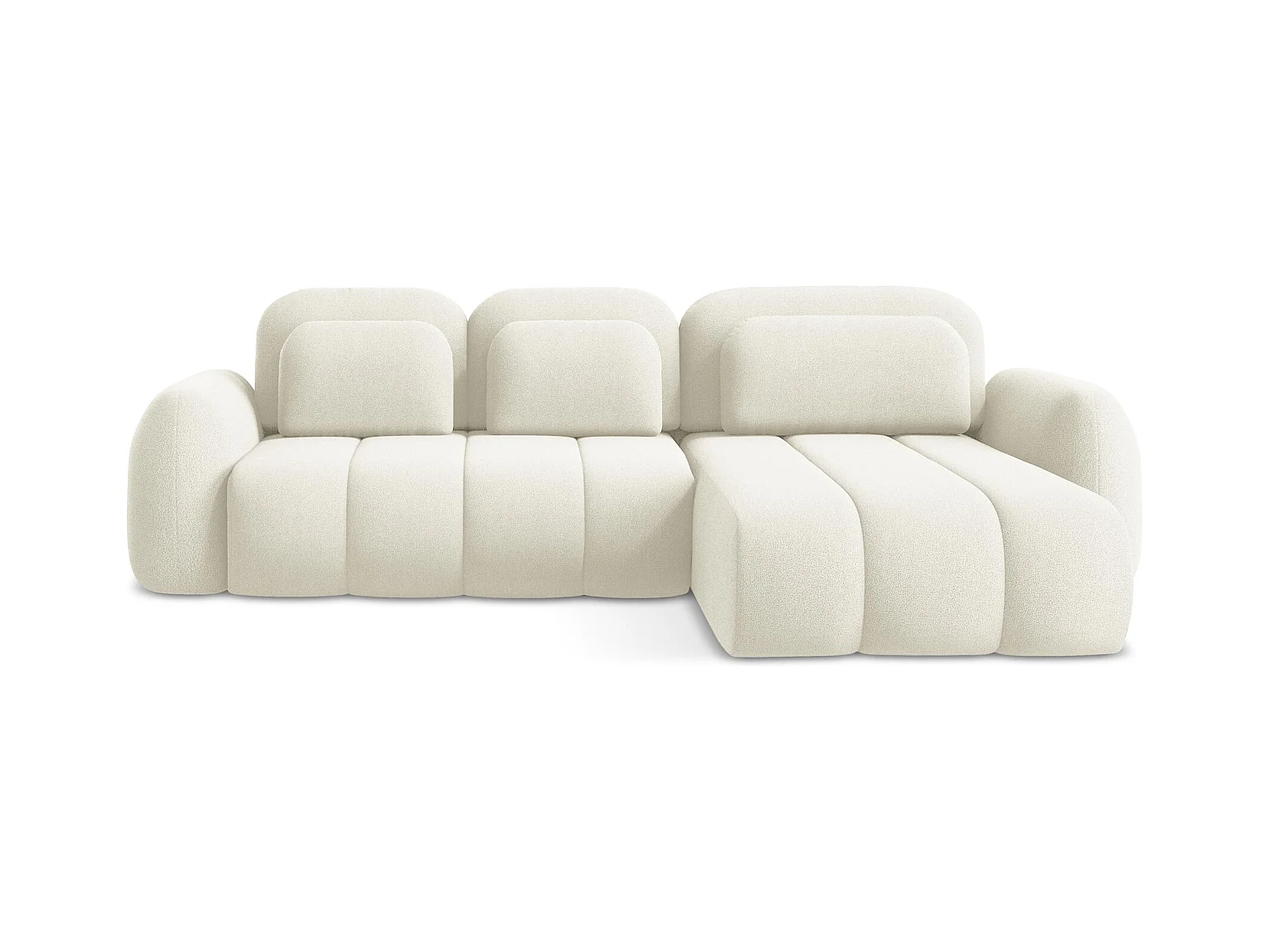 Canapé d'angle droit convertible en tissu bouclette - beige clair - PELE