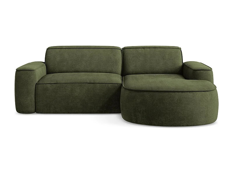 Canapé d'angle 2,5 places modulaire droit en tissu chenille - olive - OMAO