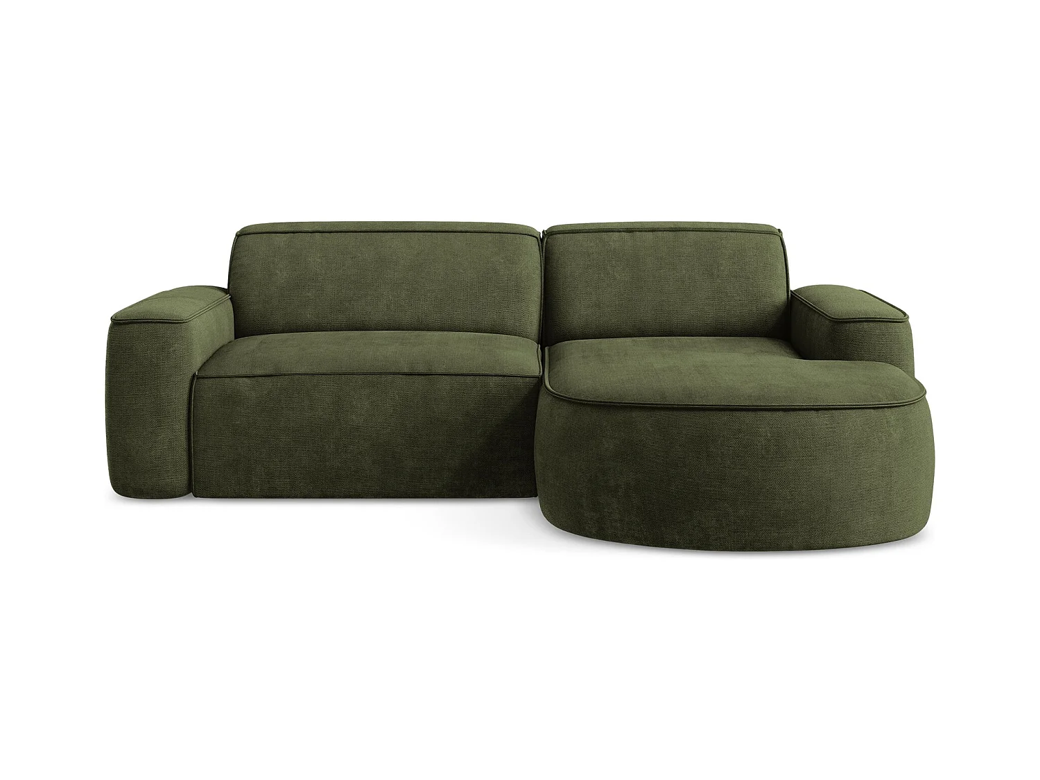 Canapé d'angle 2,5 places modulaire droit en tissu chenille - olive - OMAO