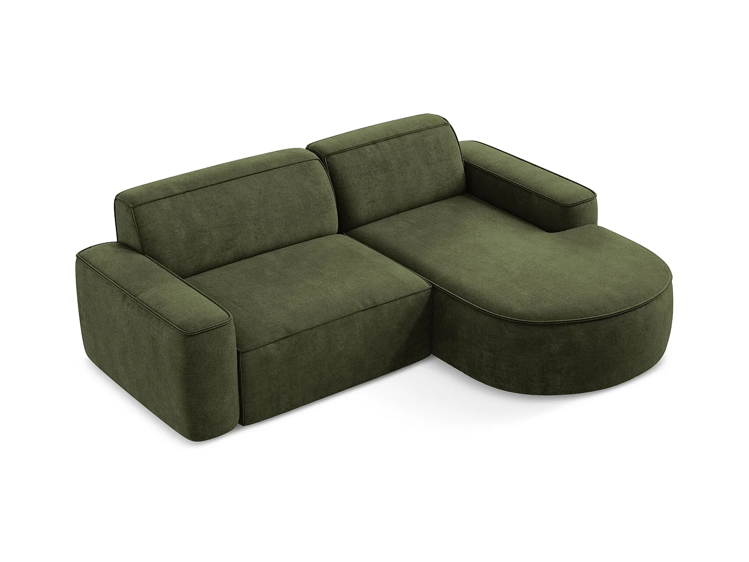 Canapé d'angle 2,5 places modulaire droit en tissu chenille - olive - OMAO