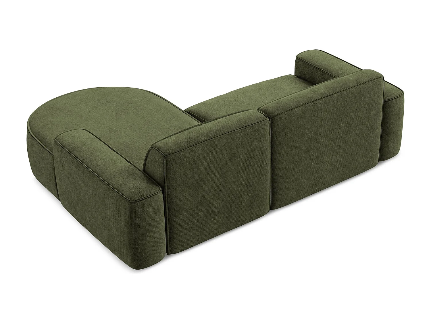 Canapé d'angle 2,5 places modulaire droit en tissu chenille - olive - OMAO